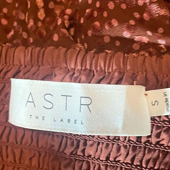 ASTR Athens Burnout‎ Cranberry Long Puff Sleeve Rushed Side Dress Sz S - Picture 4 of 8